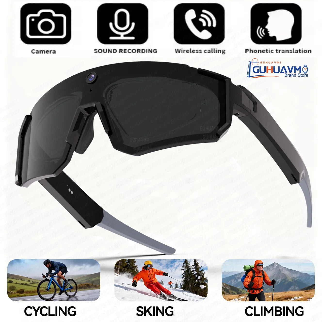 New Outdoor Sport 4K Anti-shake Camera Smart Glasses Men 1200P Video Recording Take Photo Waterproof Sandproof Sunglasses Women