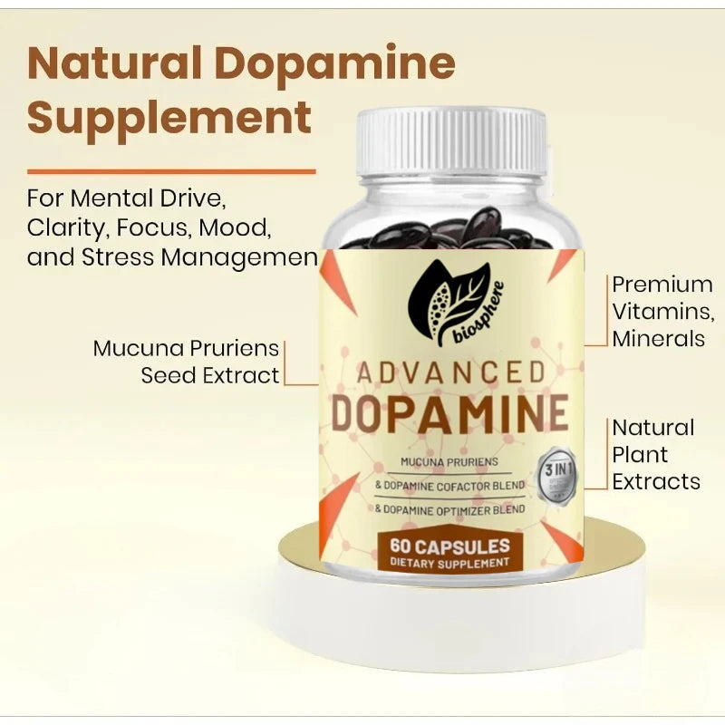 Dopamine Supplement Capsules - Velvet Bean Seed Extract, High Quality Vitamins, Minerals, and Natural Plant Extracts