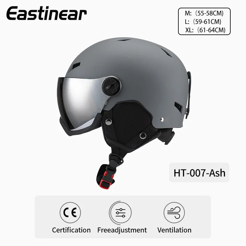Eastinear Ski Helmet Ski Goggles Helmet Integrated Warm and Anti-collision Outdoor Ski Safety Equipment for Adults and Children