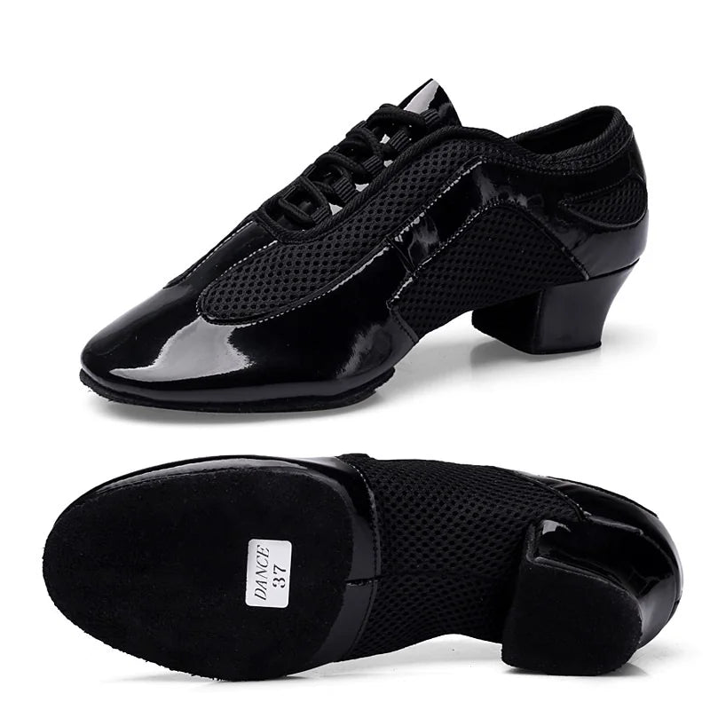 Latin Dance Shoes Adult Men Women Skin Tone Patent Leather Professional Soft Teacher Shoes Square Dance Shoes Ballroom Big Size