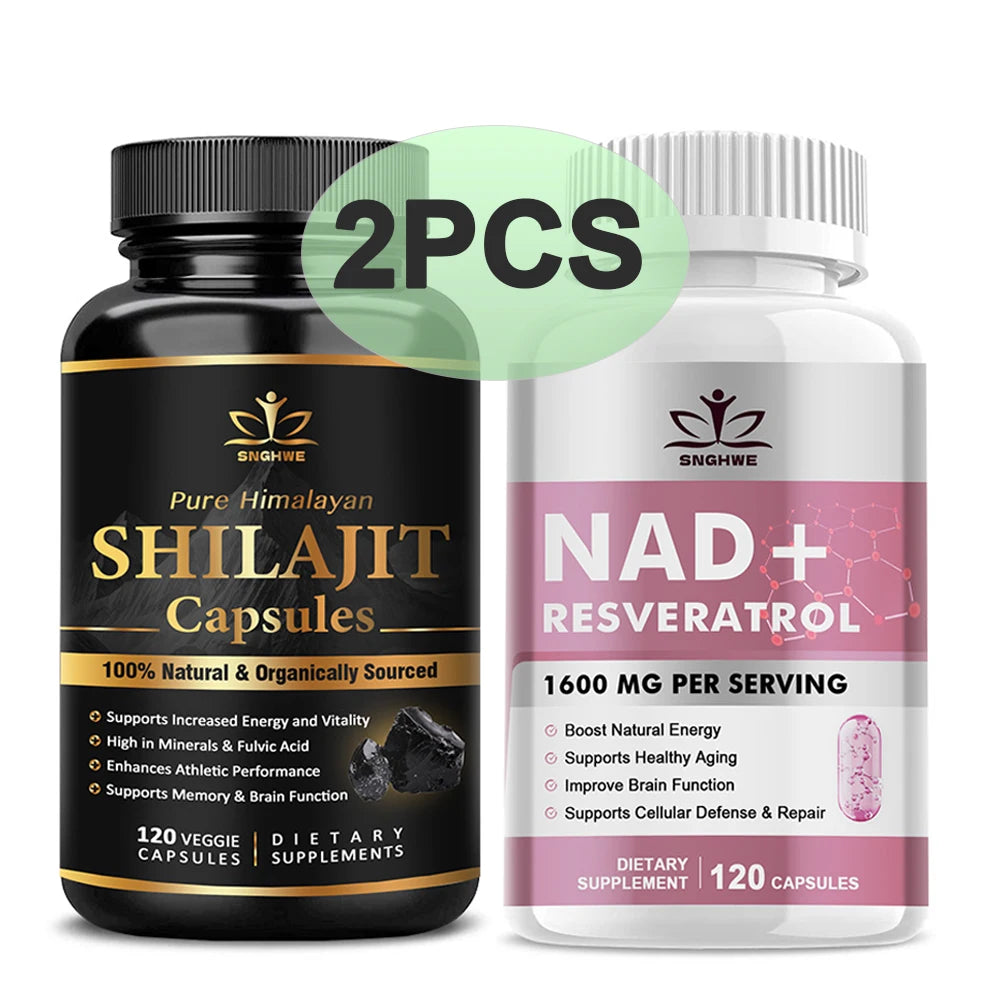 NAD+Resveratrol-Supports Cellular Energy, Brain, Healthy Aging,Shilajit for High Dosage&Potency for Energy, Strength & Immunity