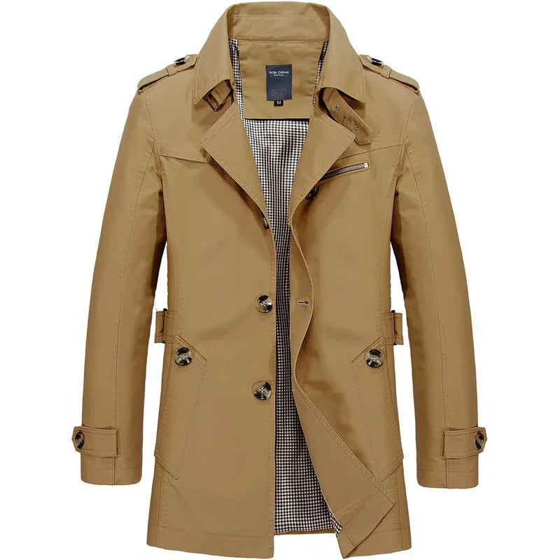 2026 Spring New Men's Army Green Lapel Jacket, Khaki Business Casual Coat, Blue and Black Autumn Windbreaker.