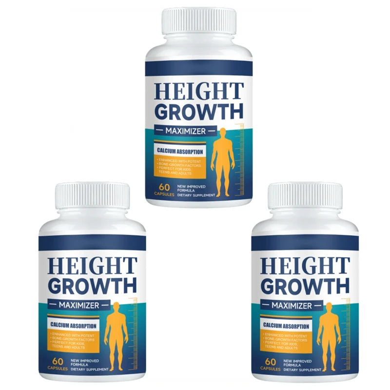 Height Growth Calcium Vitamin D Supplement Grow Taller Capsules Increase Bone Strength Hormone Enhancer for Adults Children