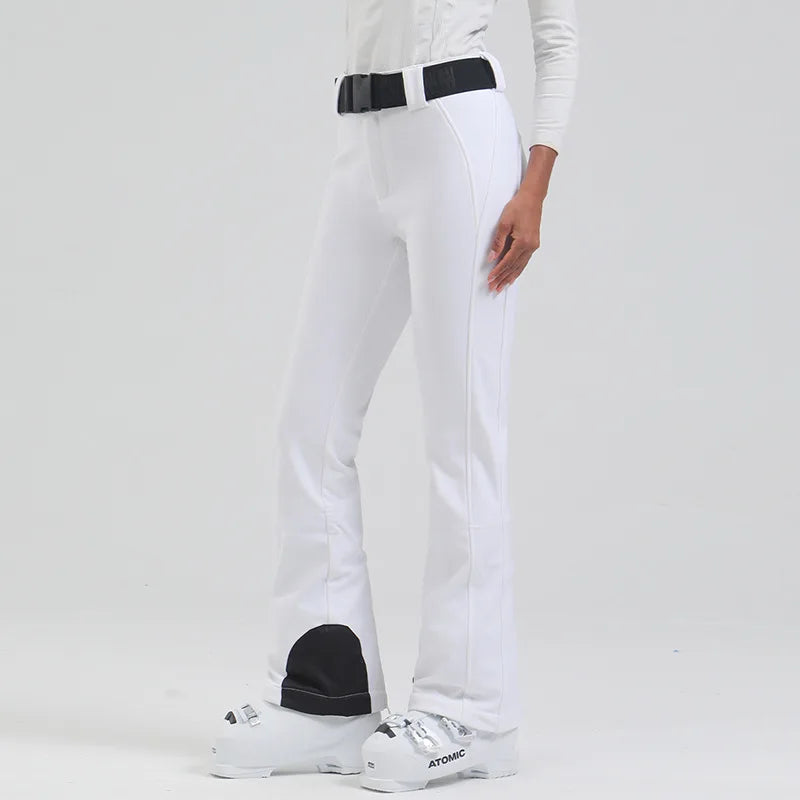 Ski pants New women's double-board 스노우보드복 slimming windproof waterproof thickened warm and elastic sports snow pants
