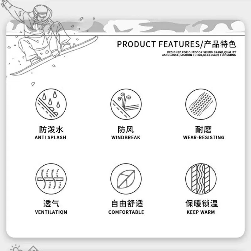 Windproof Outdoor Sport Trousers for Men and Women, Alpine Overalls, Waterproof Ski Pants, Warm Overalls, Big Ski Pants, Mountai