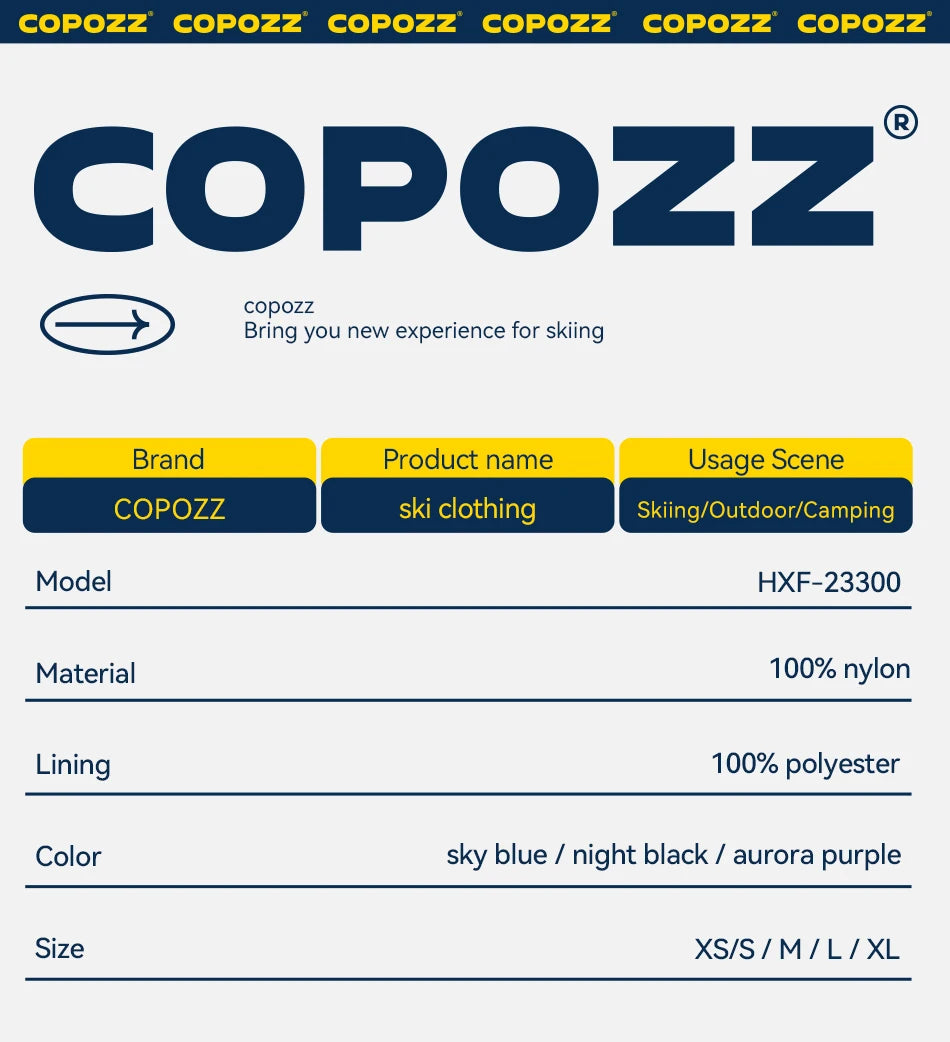 COPOZZ Thicken 3L Ski Jacket Men Women Windproof Waterproof Winter Ski Coat Ski Wear Solid Color Hooded Warm Snowboard Ski Suit