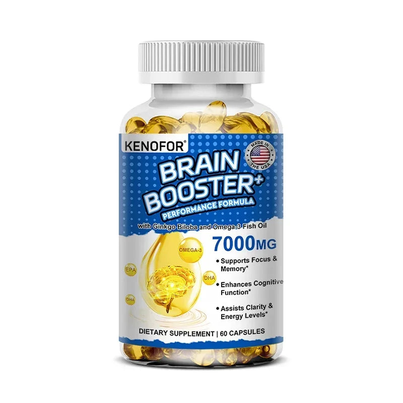 Omega 3 Fish Oil - 1200mg EPA + 600mg DHA, with 1600mg Ginkgo Biloba, for Heart Health, Brain & Immune System Health Supplement