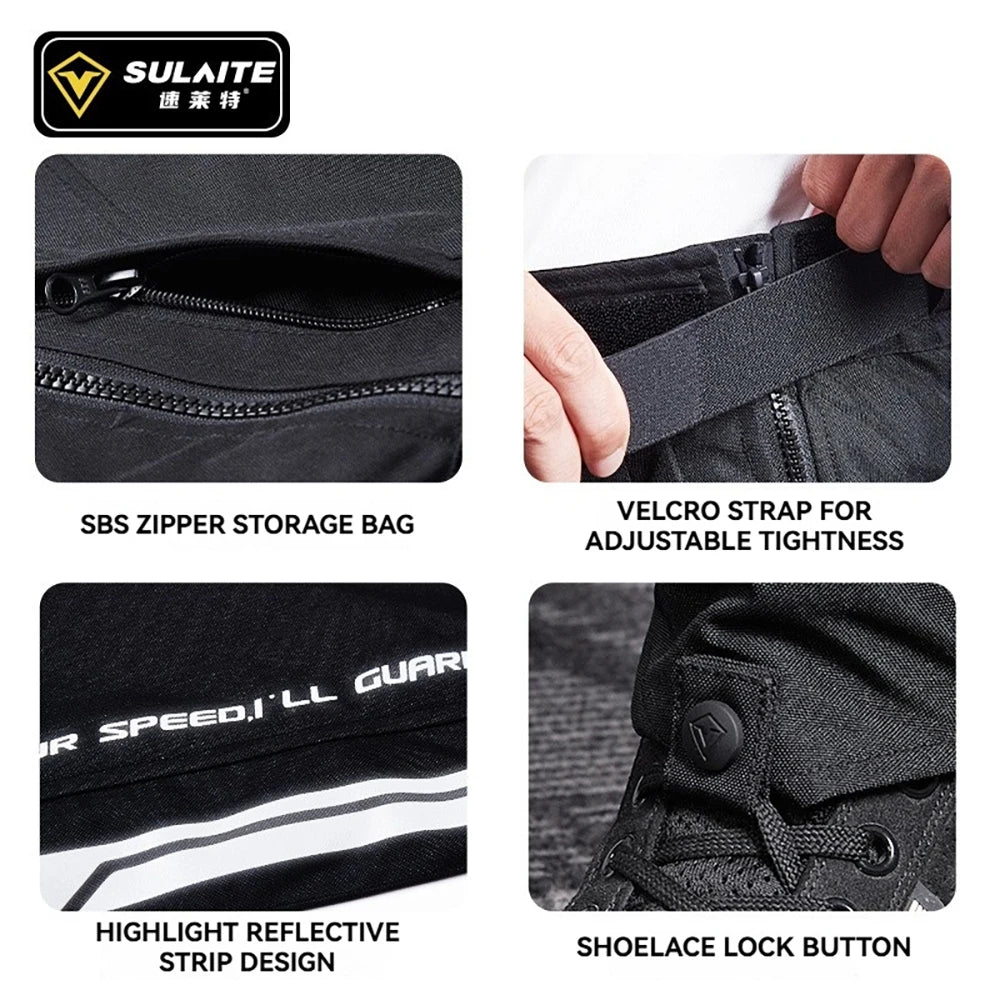 Motorcycle Riding Pants Quick Release CE2 Certified Protective Gear Winter Warm Water-Resistant No-Shoe Removal Reflective