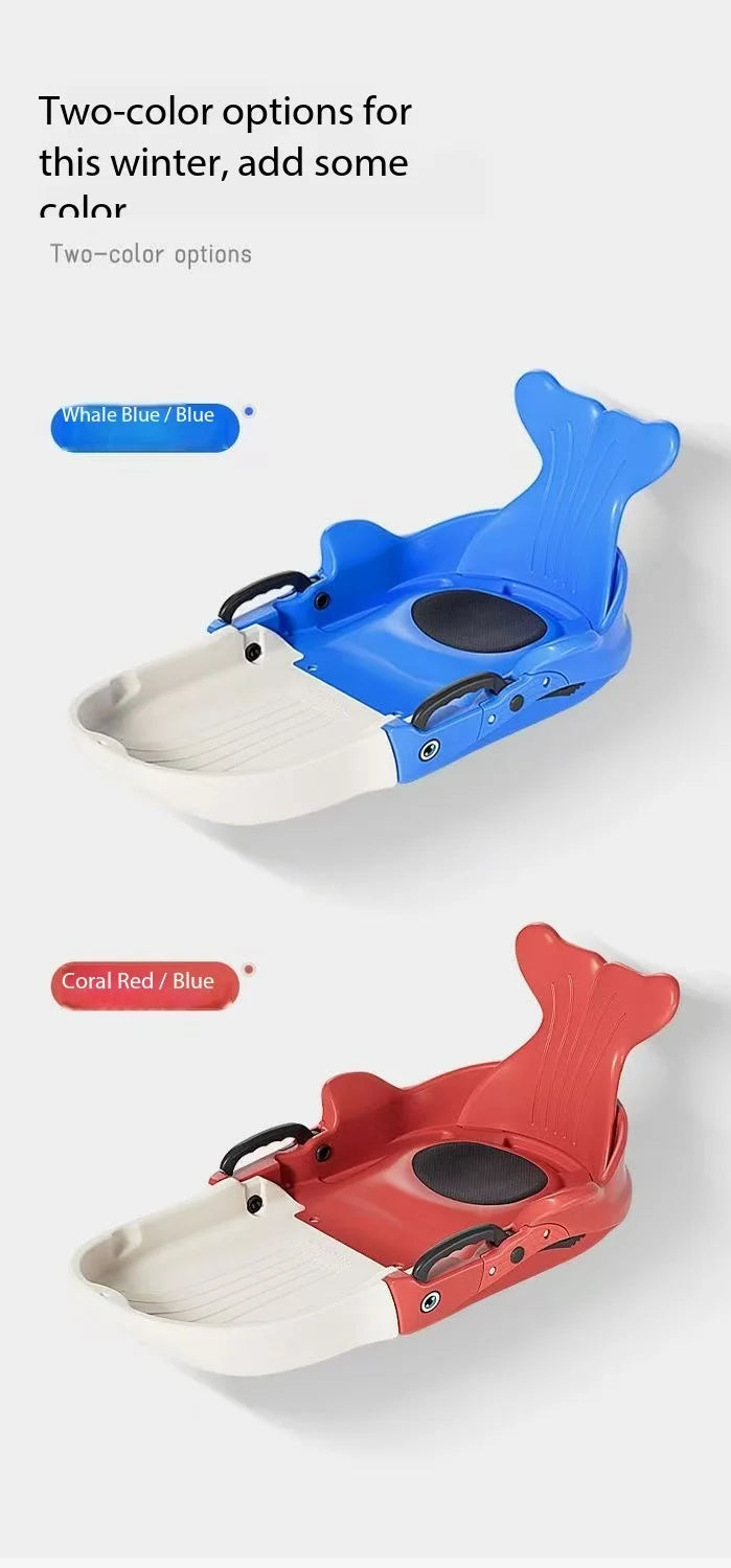 High back snowboard, children's thick and wear-resistant snow toboggan, snowboard, sled, outdoor skateboard, ice skates