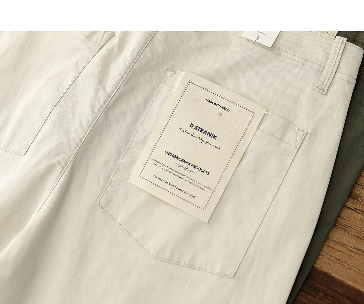 Summer thin straight leg pants American retro Chino simple beige white elastic black casual pants men