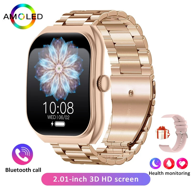 2026 New Bluetooth Call Smart Watch Women Customisable Dials Waterproof Sports Fitness Tracker Fashion Ladies' Smartwatch+Box