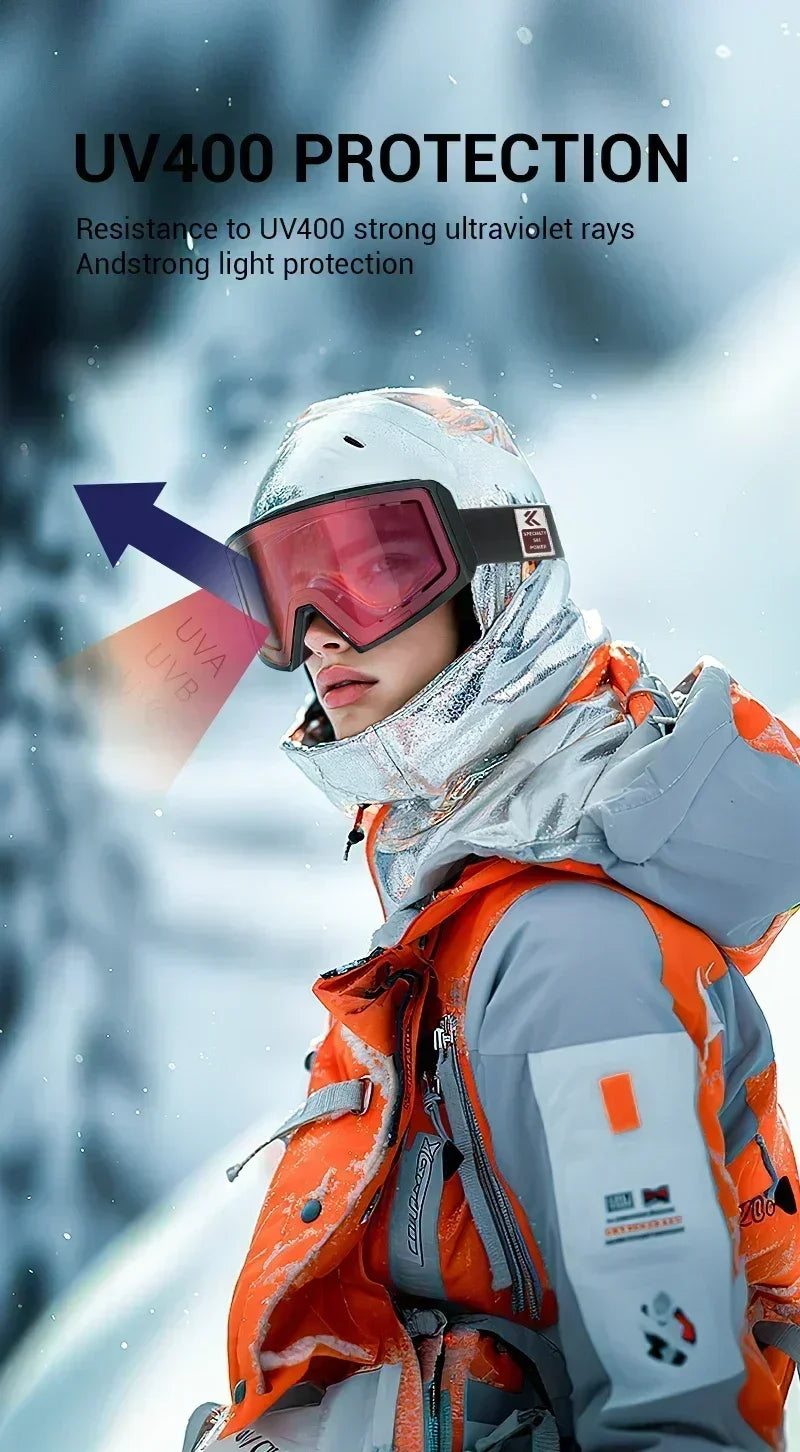 Kapvoe Winter Photochromic Ski Goggle Snow Anti-Fog Sunglasses Snowboard Mask for Men Women Eyewear UV400 Glasses Snowmobile