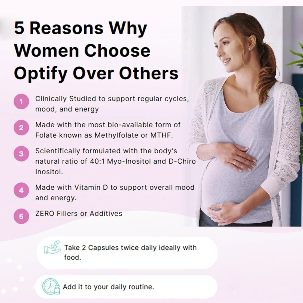 Myo-Inositol & D-Chiro Inositol Capsules for Women, Folate & Vitamin D Support Regular Cycles, Hormonal Balance & Ovarian Health