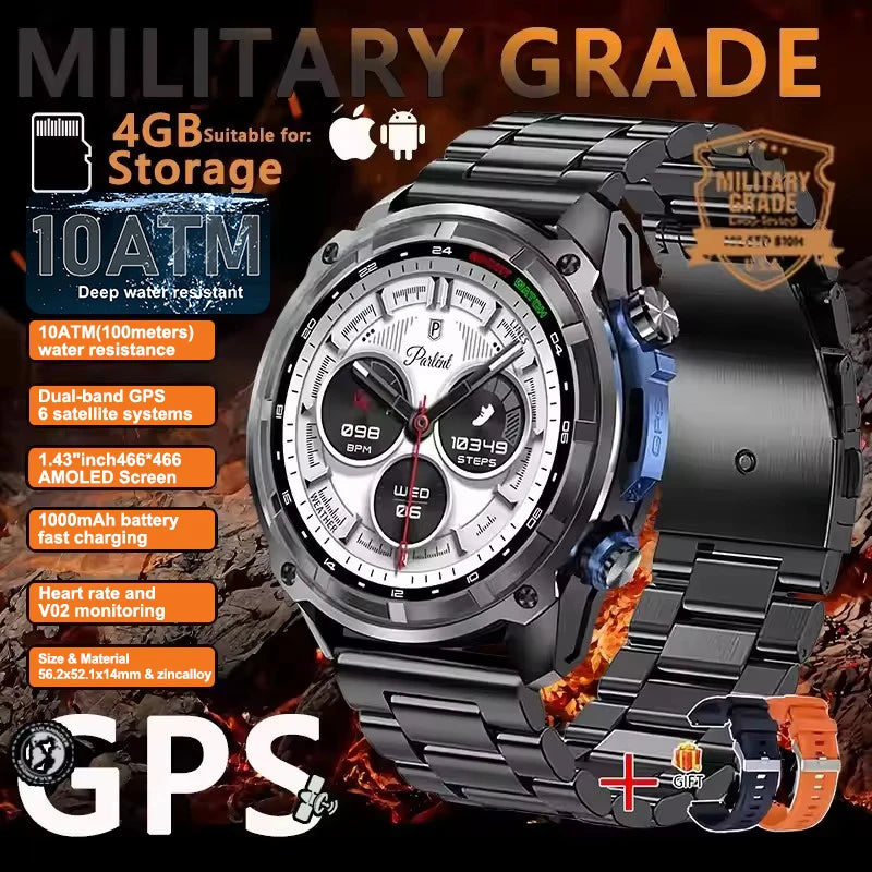 New Built in Real GPS HD Smart Watch Men Outdoor Altimeter 1000mAh Battery 4GB Memory 10ATM Waterproof Bluetooth Call Smartwatch