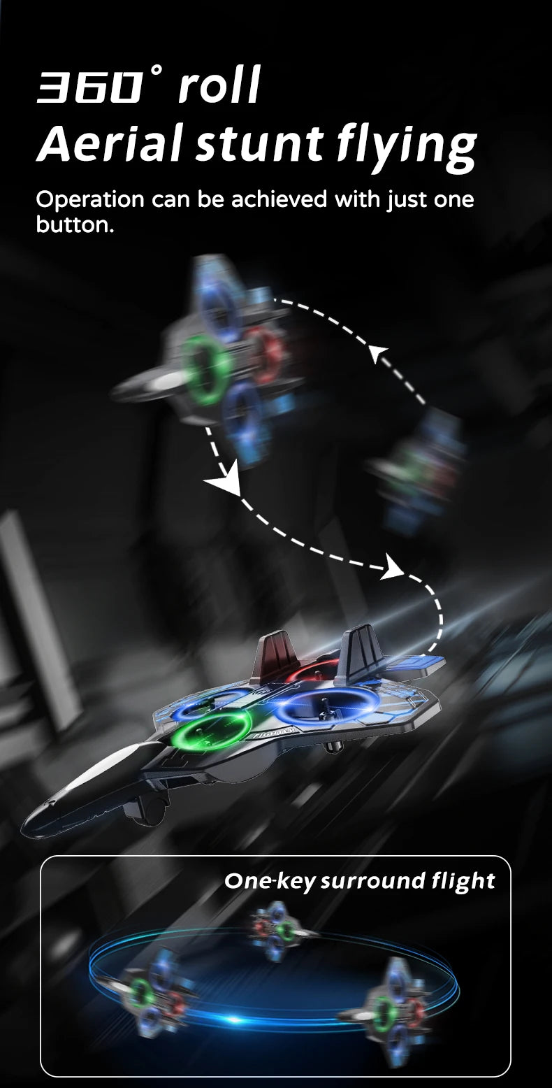 L101 RC Foam Airplane Mini Drone 2.4G Fighter Stunt Helicopter 360° Flip Remote Control Aircraft LED Colored Lights Quadcopter