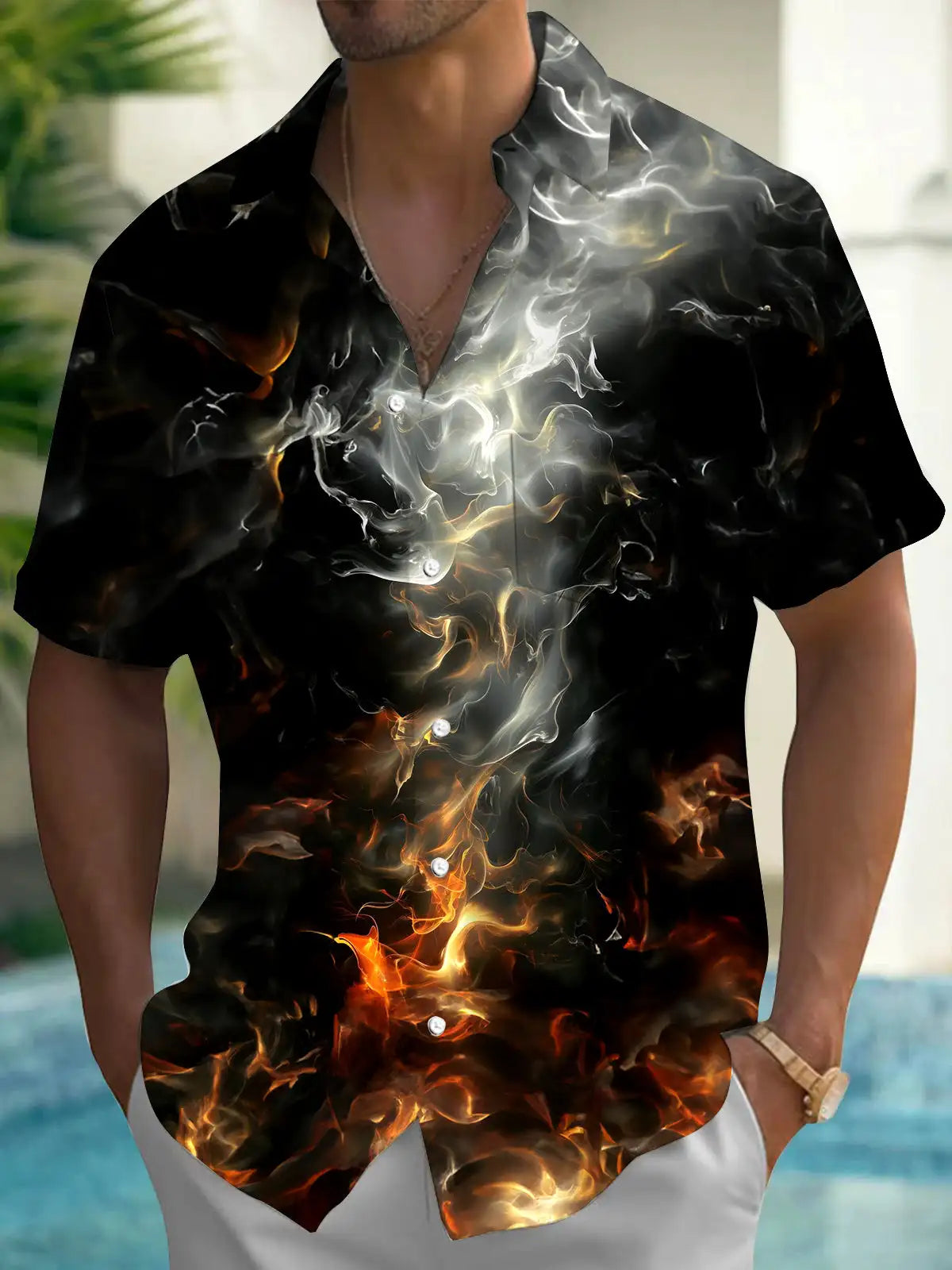 New Hawaii Spring/Summer Fashion Leisure Street Walk Tourist Beach Printed Full Open Short Sleeve Button Shirt, Quick Shipping