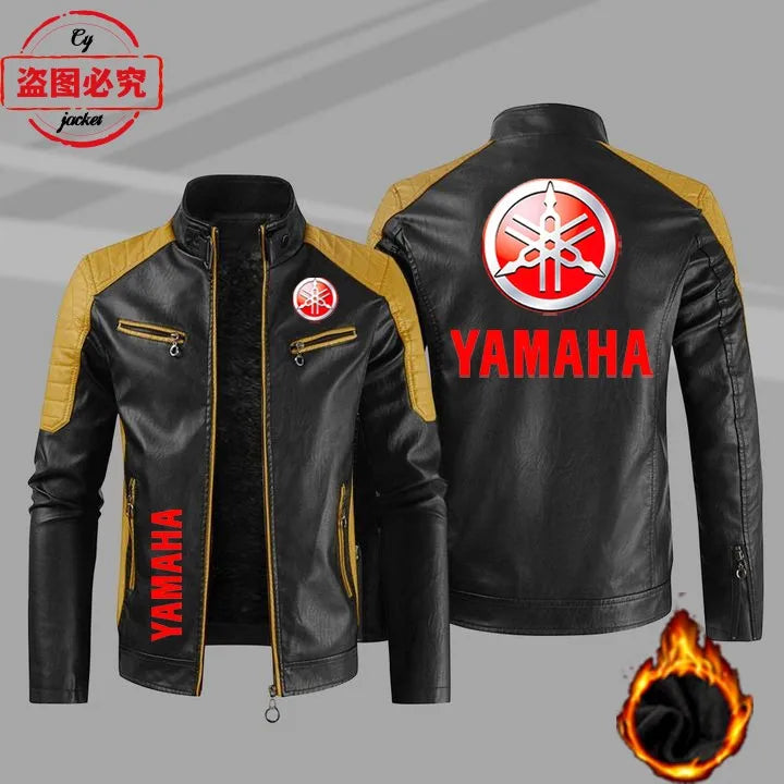 European Size Yamaha Motorcycle Logo Printed Riding Suit PU Leather Jacket Autumn/winter Men's Jacket Racing Suit Workwear