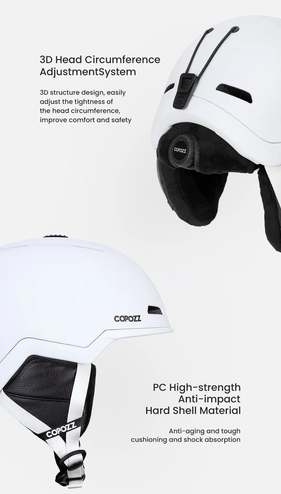 COPOZZ Ski Helmet Half-covered Anti-impact Skiing Helmet For Adult Men Women Ski Skateboard Snowboard Safety Helmet Female Male
