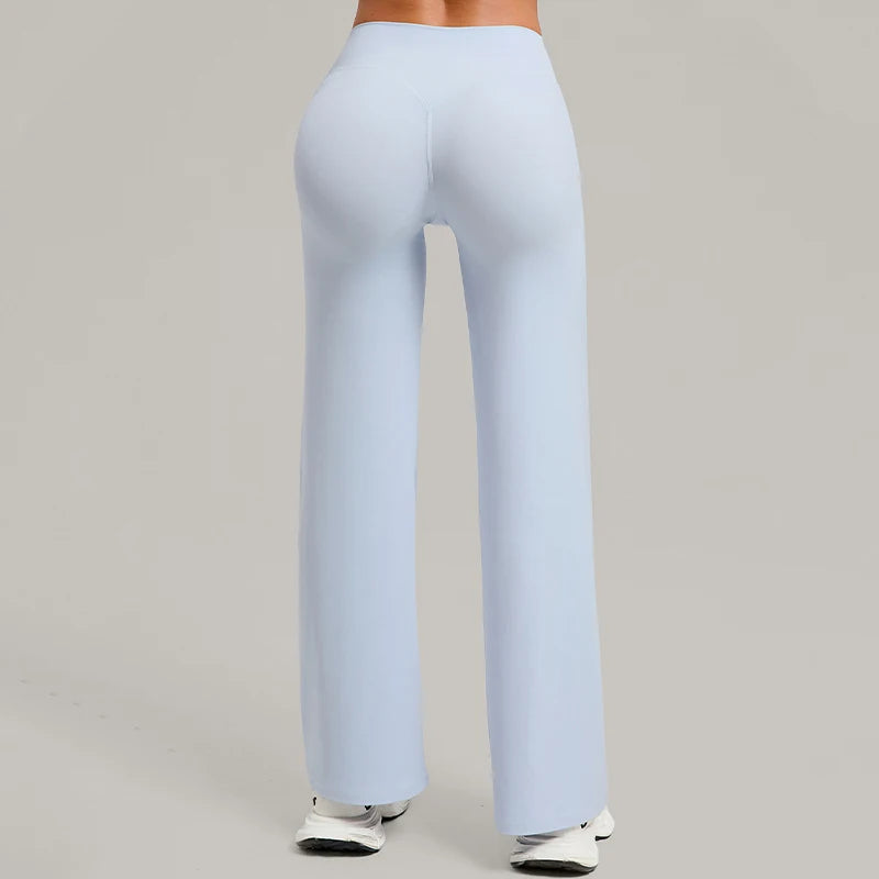 Hearuisavy Women Straight-Leg Sports Pants Gym Clothing Naked Feeling Compression Wide Leg Yoga Leggings Pilates Fitness Tights
