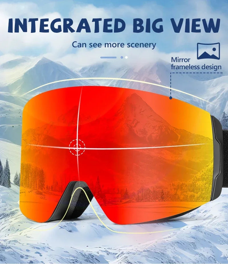 Kapvoe Photochromic Ski Goggles Magnetic Anti-Fog Lenses UV400 Protection Men Women Ski Goggles Snow Sunglasses Sports Eyewear