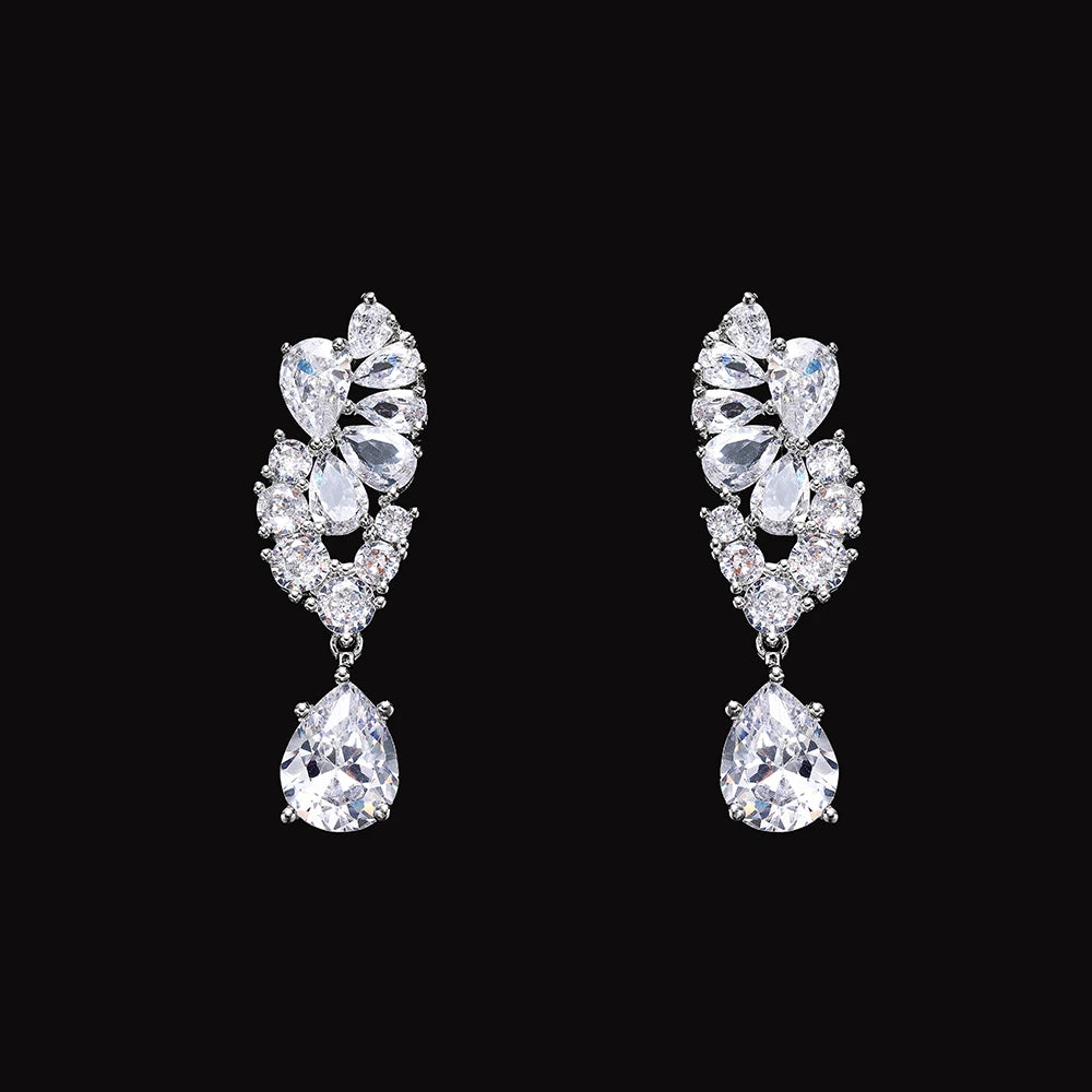 Luxury 4 Pieces Necklace Earrings Set Big Colorful CZ Zircon Wedding Bridal Jewelry Set Dubai Women Gift