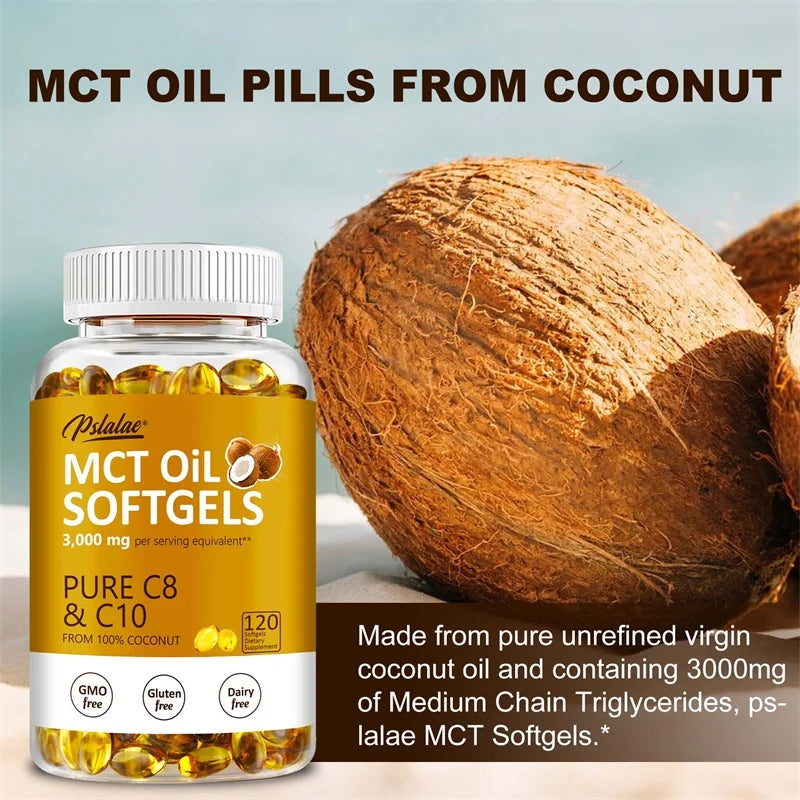 MCT Oil Softgels - Supports Energy and Mental Clarity, Fat Burning, Appetite Suppressant, Improves Digestion