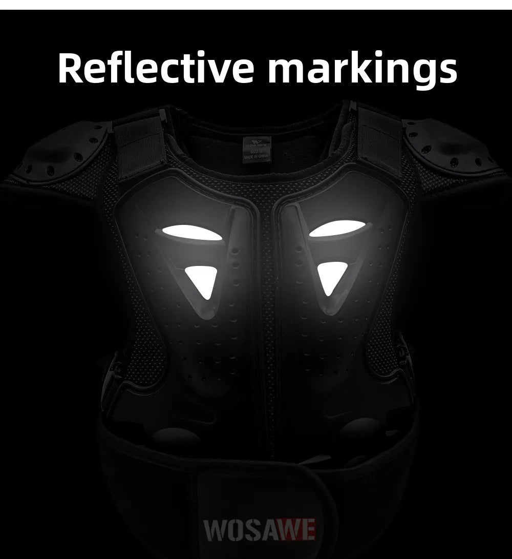 WOSAWE Children's Armor Jacket Spine Chest Protection Equipment Motocross Skateboard Moto Jacket Motorcycle Gear Moto Kids Armor