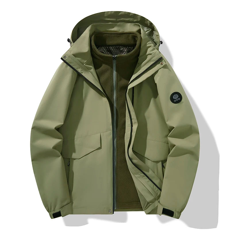 Autumn and winter three-in-one windbreaker  two-piece set detachable warm ski suit  windproof mountaineering suitMens coats