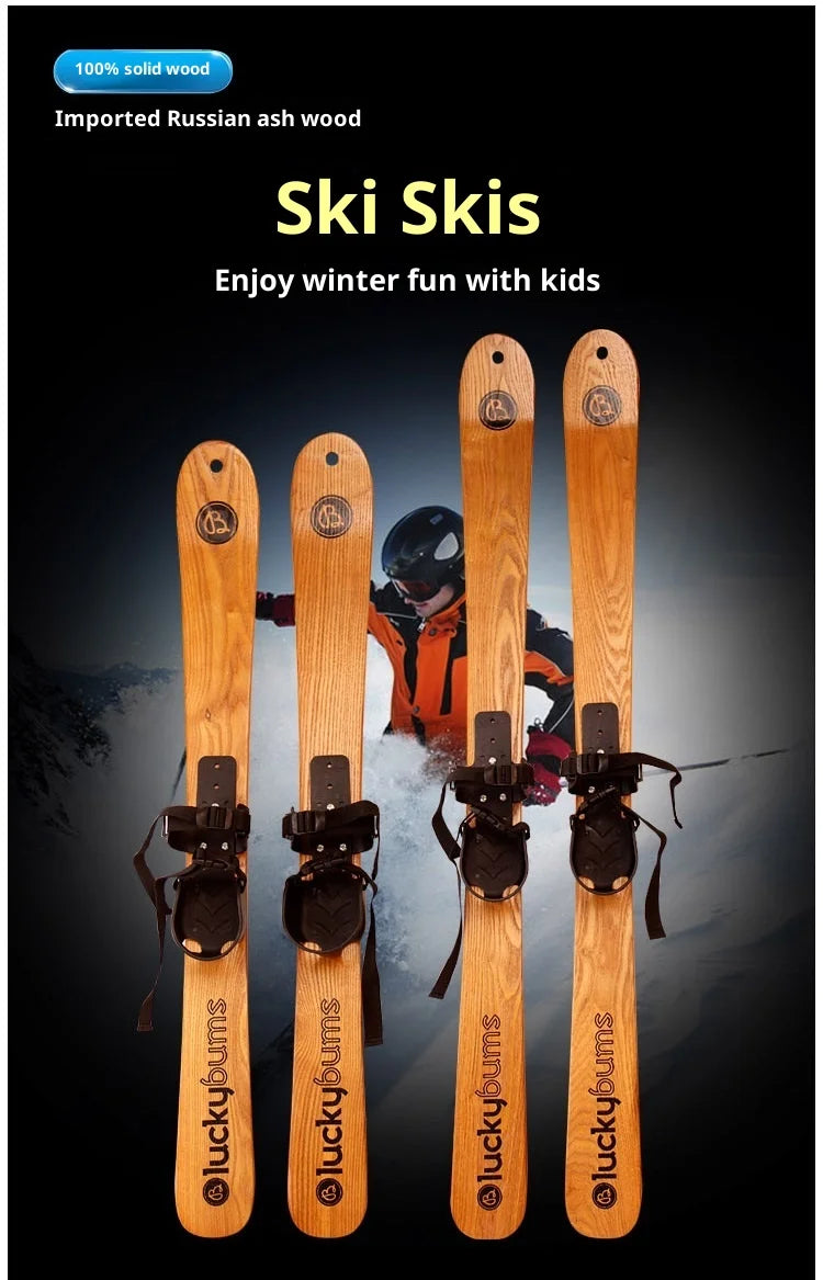 Natural Ash Wood Twin Tip Alpine Skis Adults Kids Vintage Wooden Skis Stylish High Quality Display Ready Snow Snowboard