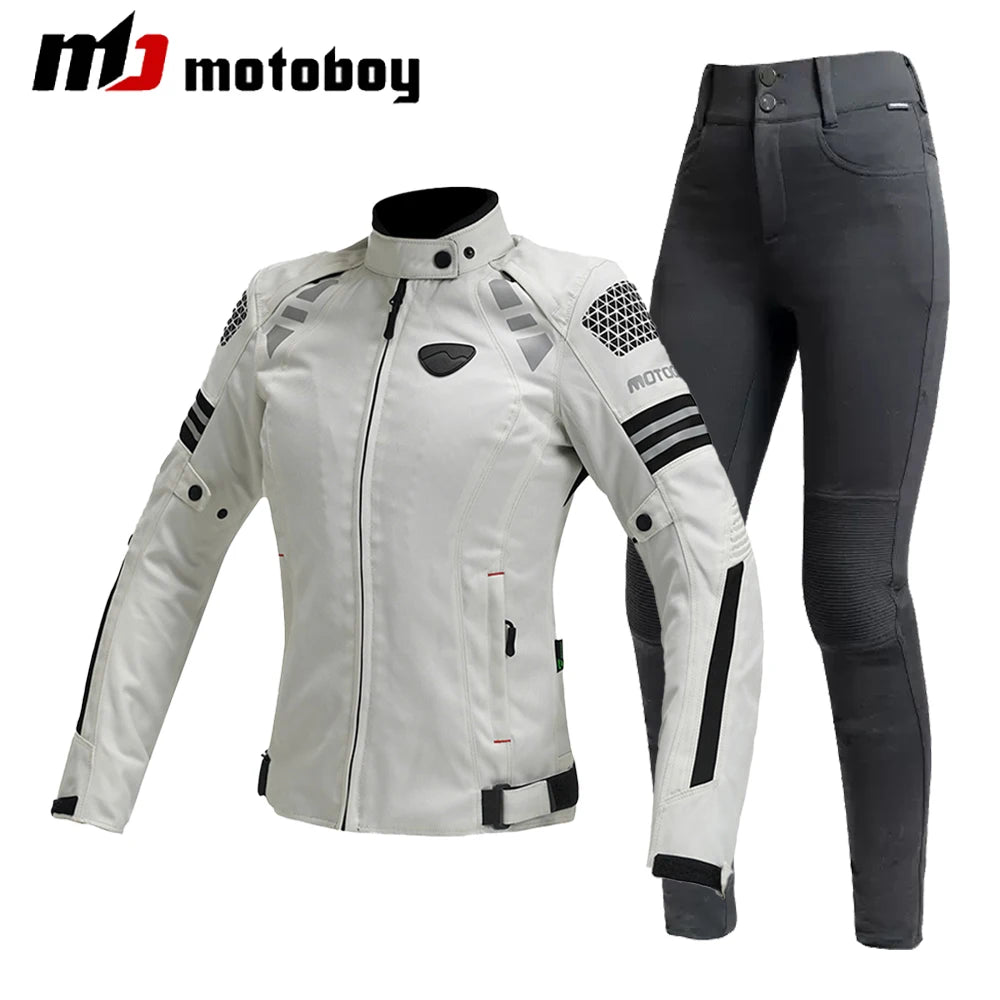 Women Motorcycle Jacket Four Seasons Breathable Lightweight Mesh Cycling Moto Jacket Protector Motocross Suit CE Protective