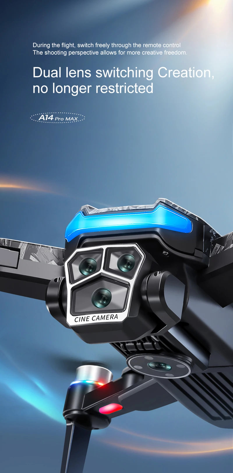 Upgrade A14 Pro Max Drone Aerial 8K HD Dual-Camera 5G WIFI GPS Brushless Motor Optical Flow Obstacle Avoidance RC Drone 10000M