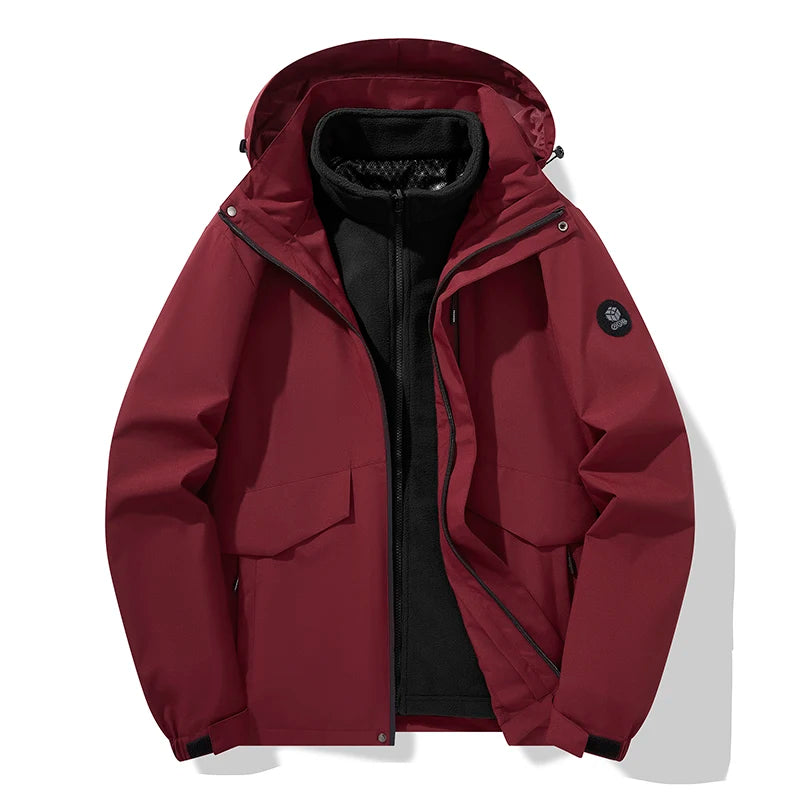 Autumn and winter three-in-one windbreaker  two-piece set detachable warm ski suit  windproof mountaineering suitMens coats