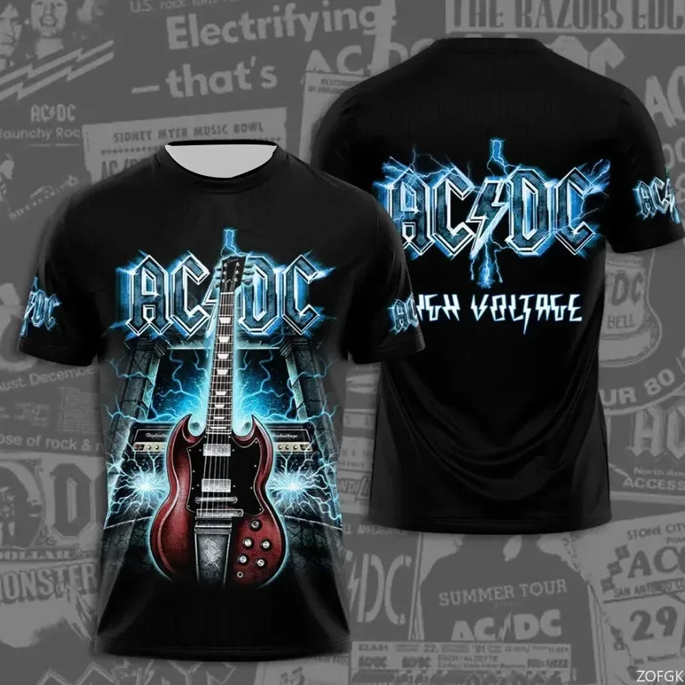 Men's Rock Band T-shirt Summer Trend Street Round Neck Short Sleeved Tops Loose Unisex Clothing