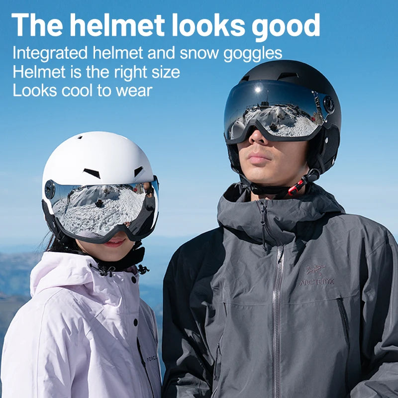 Eastinear Ski Helmet Ski Goggles Helmet Integrated Warm and Anti-collision Outdoor Ski Safety Equipment for Adults and Children