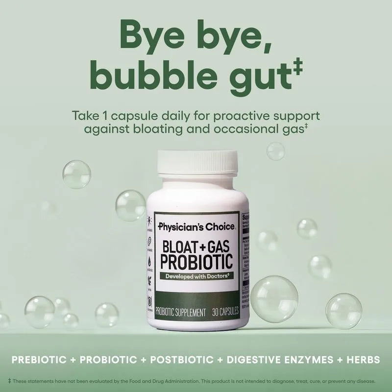 Bloat & Gas Probiotic 5-in-1 Proactive Support + Daily Relief - Digestion & Gut Health- Herbals, Digestive Enzymes