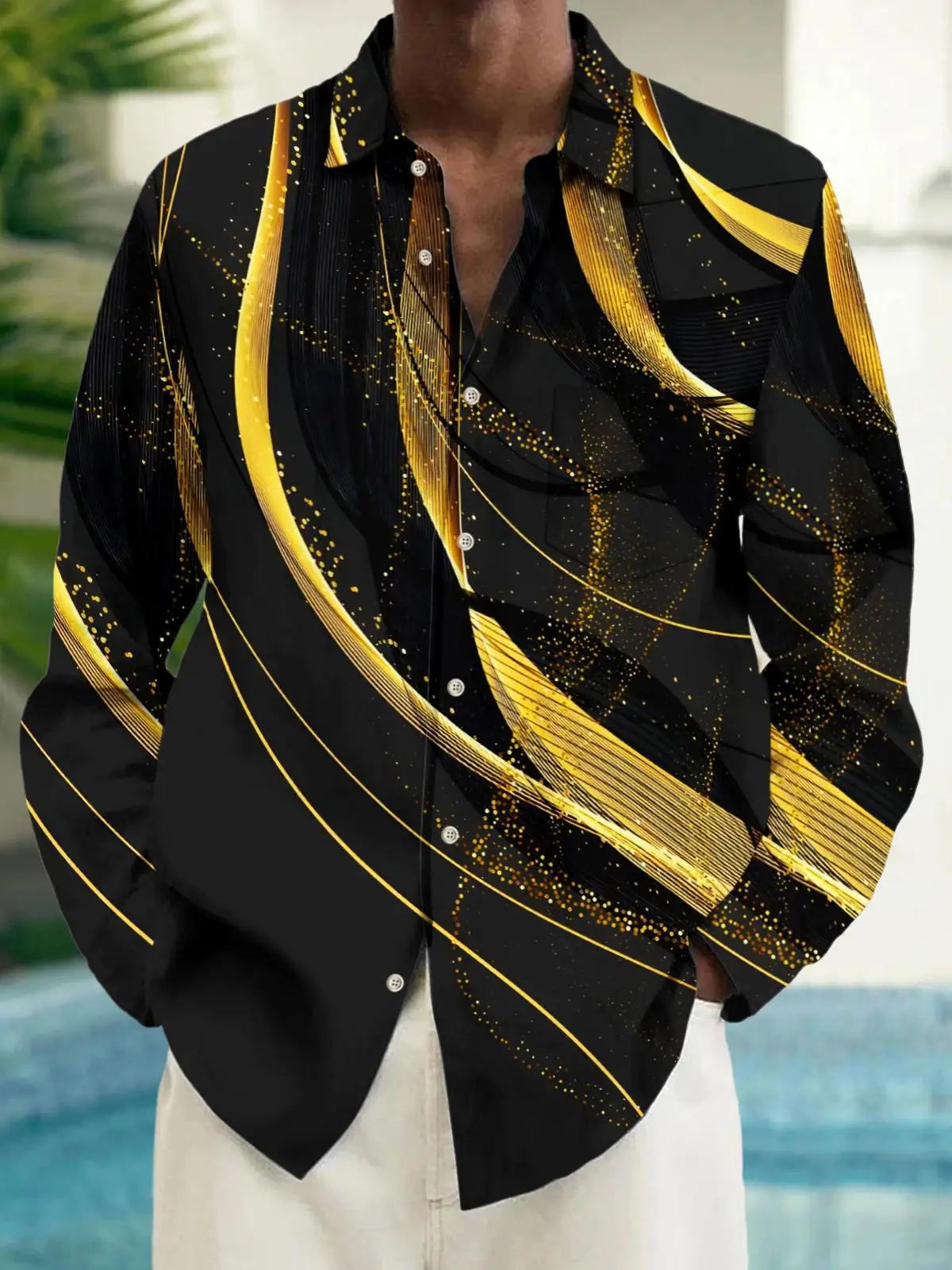 Men's shirts, button down shirts, casual shirts, spring and summer, printed long sleeves Tops fashion comfortable Men Clothing