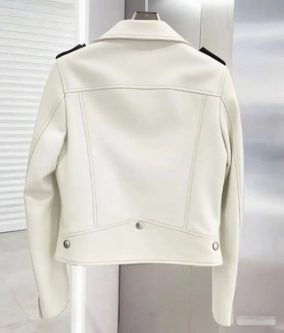 2026 Men's Lapel Oblique Zipper PU Locomotive Leather Jacket, Autumn, New Casual Versatile Slim Fit, Leather Jacket