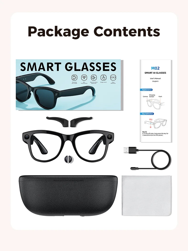 2025 New Travel Study Smart Glasses Men 800W HD Pixel Camera Video Recording WIFI Transmission Adjustable Prescription Glasses