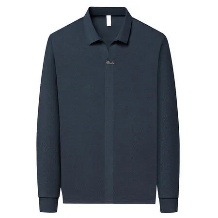 High End Mulberry Silk T-shirts Man Long Sleeve Tops Business Casual Elastic Non-iron Seamless Quality Luxurious Men Polo Shirts