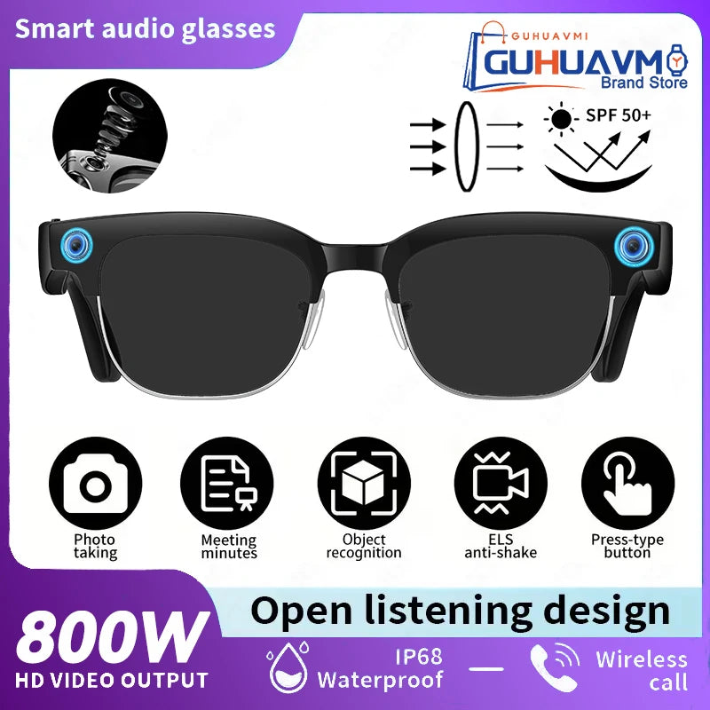 New 4K HD AI Smart Glasses 800w Pixel Multifunctional Camera Ultra Bluetooth Call Voice Assistant Music Player Smart Translation
