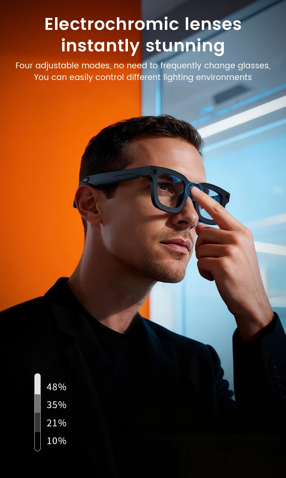 New Smart Glasses HD 8K Electrochromic Lens Bluetooth Call Music AI Voice Translate Video Recording Camera Sunglasses Men Women
