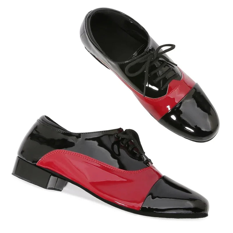 Men's Latin Dance Shoes, Classic Black and White Men's Dance Shoes, Modern Dance Performance Competitions, Sports Shoes