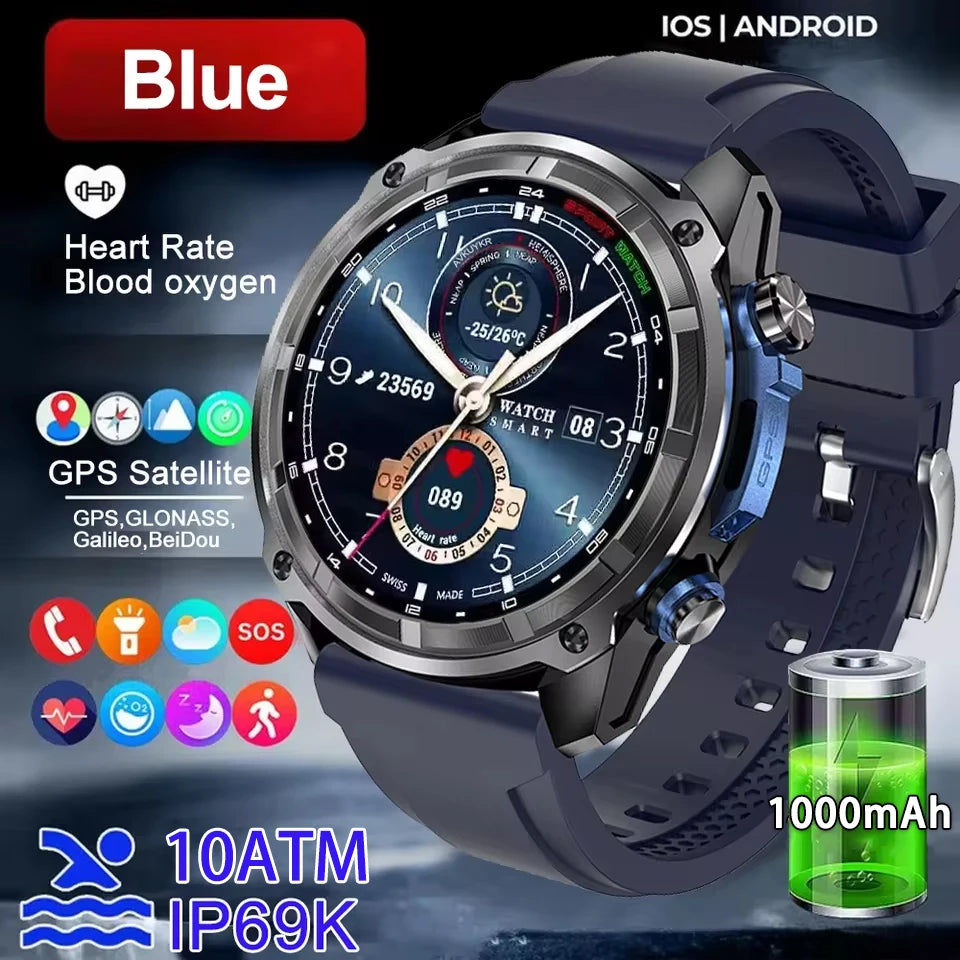 New Men GPS Offline Map Smart Watch Built-in GPS 4GB Memory HD Corning Gorilla Screen 10ATM Waterproof Bluetooth Call Smartwatch