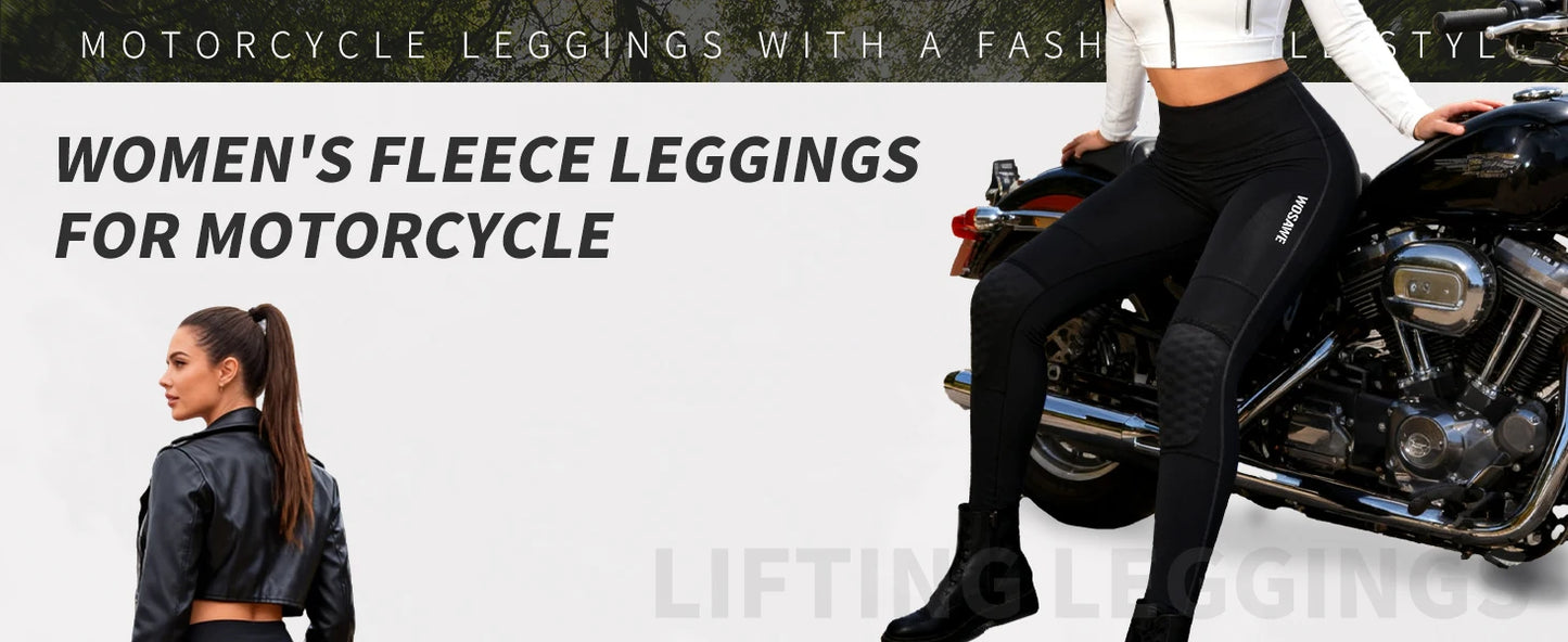 WOSAWE Women Motorcycle Pants with CE Knee Pads Motocross High Waist Yoga Sport Leggings Gym Fitness Tights Casual Streetwear