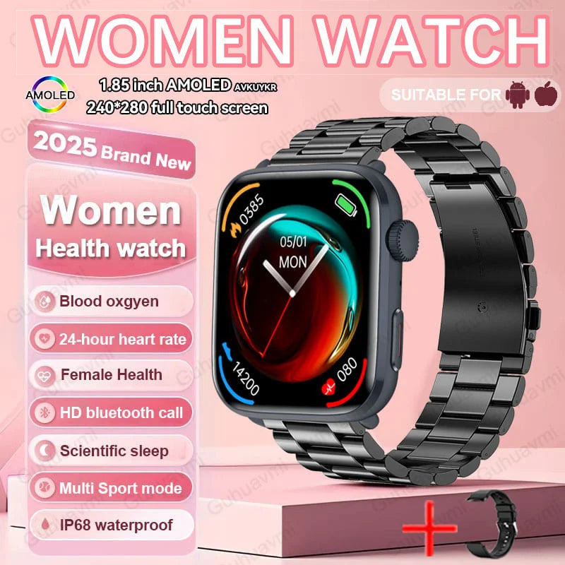 2025 New Women Men AI Smart Diagnosis Watch HRV+PPG Blood Pressure Heart Rate Health Monitor IP68 NFC Fashion Sports Smartwatchs