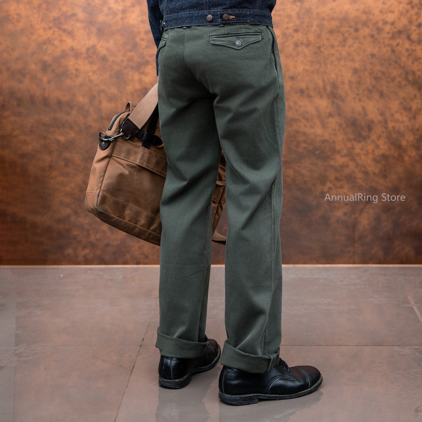 Red Tornado Garmen-Dyed Officer Chino Pants Straight Fit American Casual Style Men's Everyday Trousers
