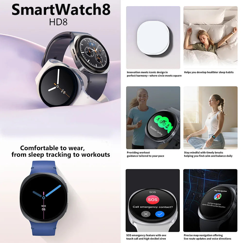 New Original Smart Watch 8 Men GPS Track NFC Bluetooth Call 40mm AMOLED Fitness Sport Tracker Health Smartwatch For Android Ios