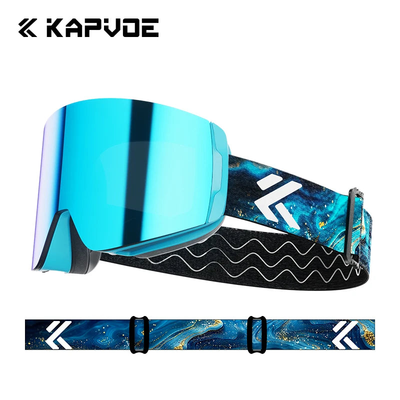 Kapvoe Photochromic Ski Goggles Magnetic Anti-Fog Lenses UV400 Protection Men Women Ski Goggles Snow Sunglasses Sports Eyewear