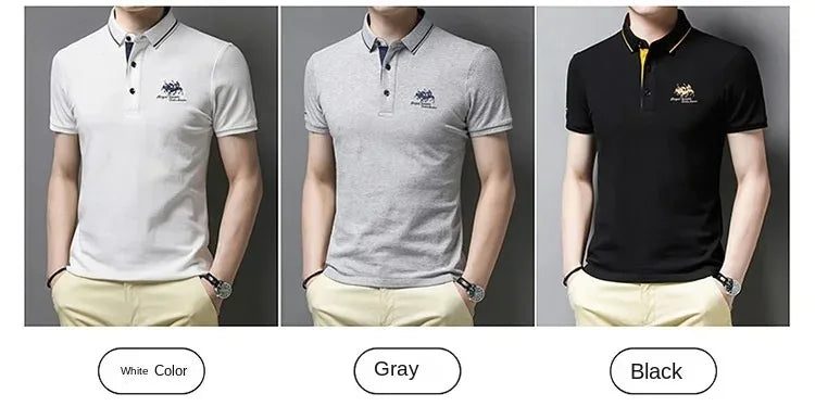 Summer Mens Short Sleeve Embroidered Polo Shirts Breathable Lightweight Shirt Luxury Top Casual Lapel T-shirt Men T Shirt Homme