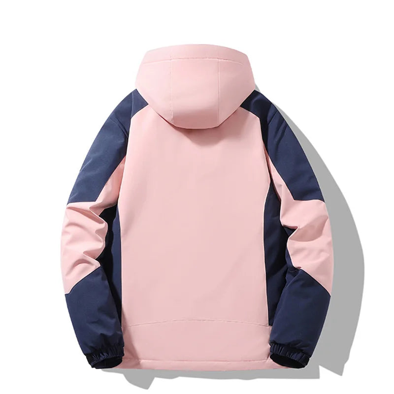 Autumn And Winter Outdoor Graphene Couple Style Lock-Iin And Warm Fashion Casual Simple Contrast Color Hooded Cotton Coat